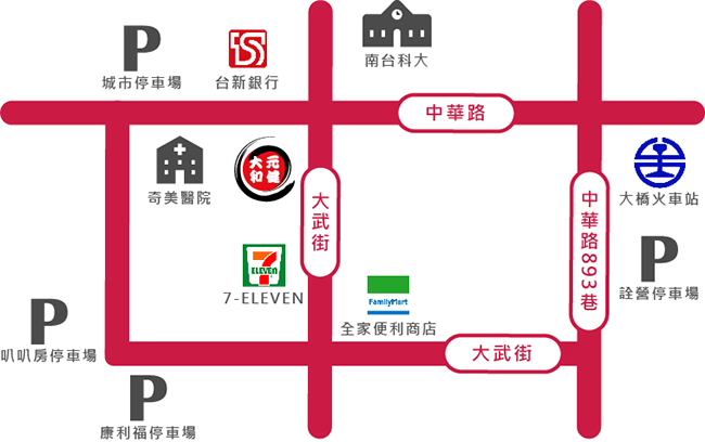元健助聽器臺南奇美門市地理位置圖
